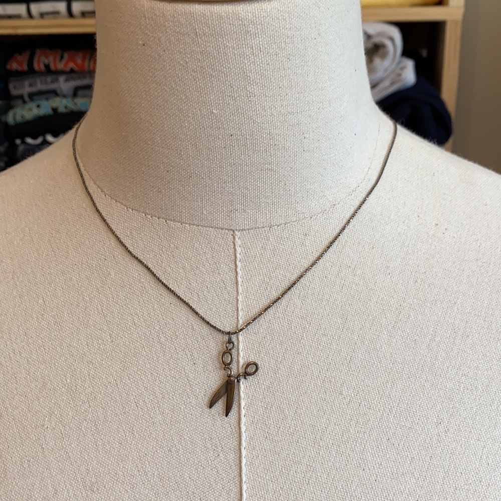 Sterling silver scissor necklace